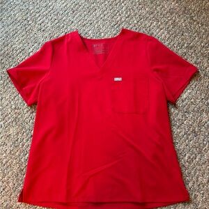 Figs Catarina one pocket scrub top. Red color. XL. EUC.